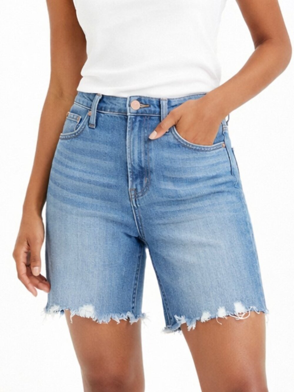 Madewell High-Rise Mid-Length Denim Shorts | 26